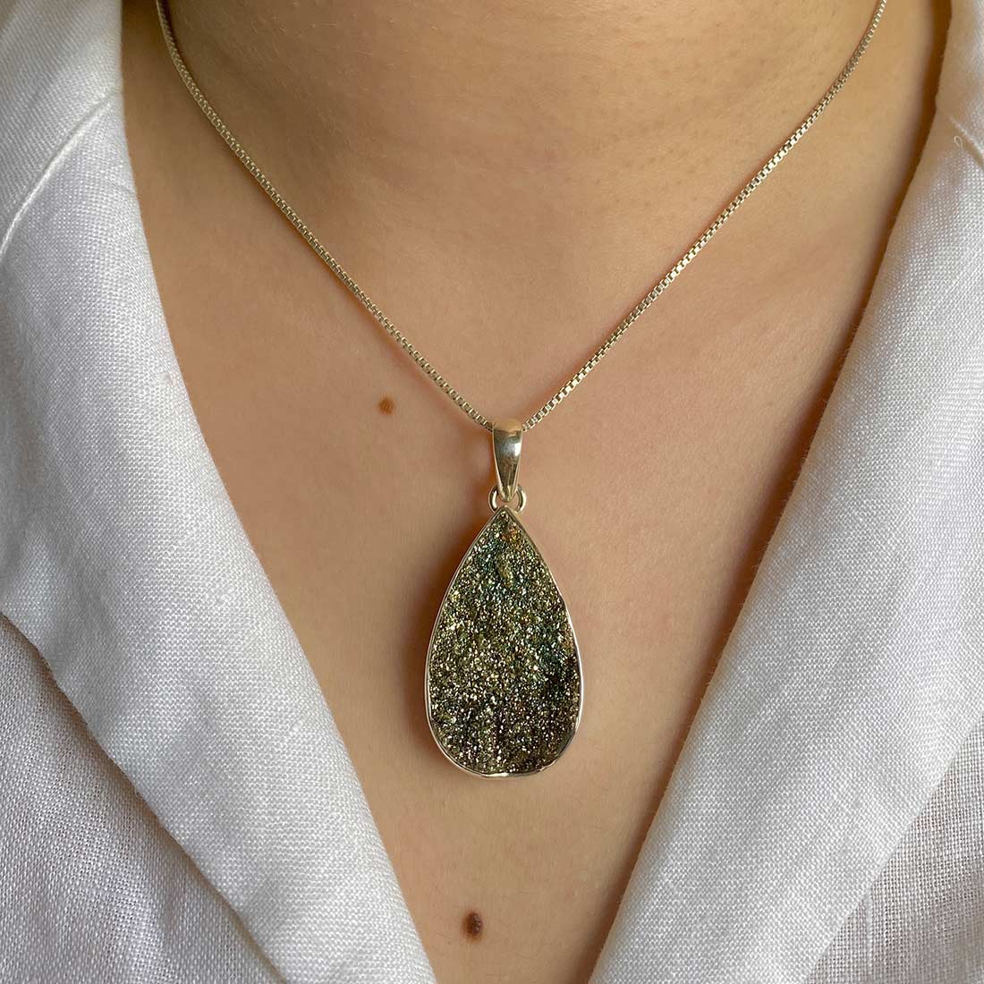 Spectropyrite Druzy Pendant-(SPD-P-9.)